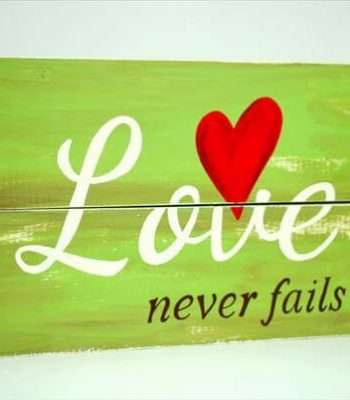 recycled pallet love sign badge