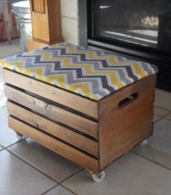 upcycled crate ottoman with casters