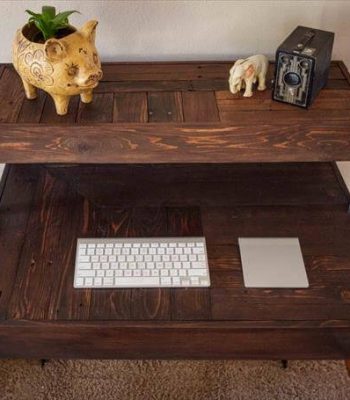 upcycled pallet tiered desk