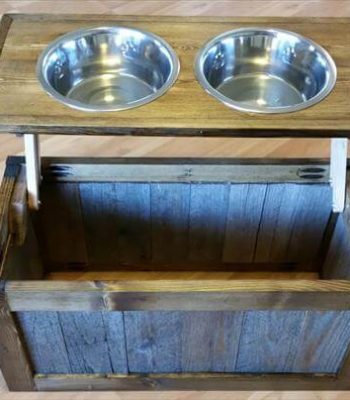 recycled pallet dog feeder