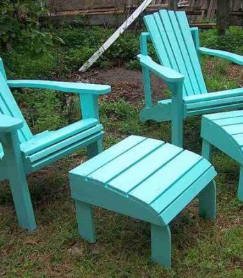 recycled pallet adirondack chair and ottomans