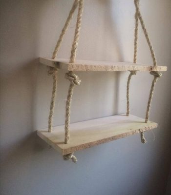 upcycled pallet rope shelf