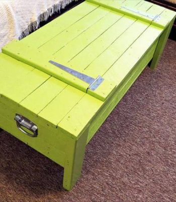 repurposed pallet light green trunk