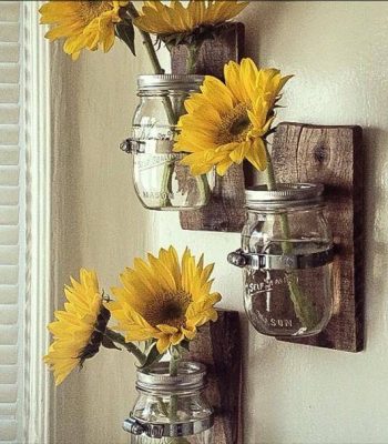 recycled pallet mason jar wall vases