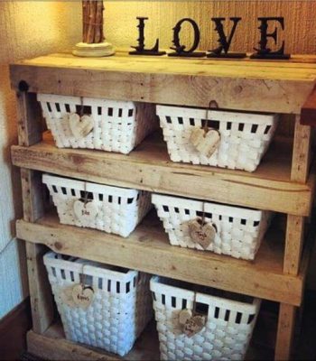 recycled pallet storage shelf