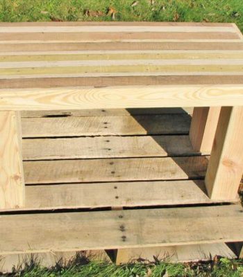 recycled pallet wood bench and side table