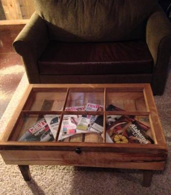 diy pallet and old window coffee table