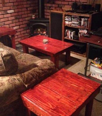 upcycled pallet coffee table and end tables