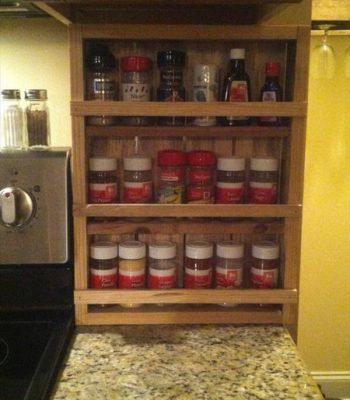 recycled pallet kitchen spice rack