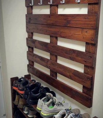 recovered pallet hallway coat rack and shoes rack