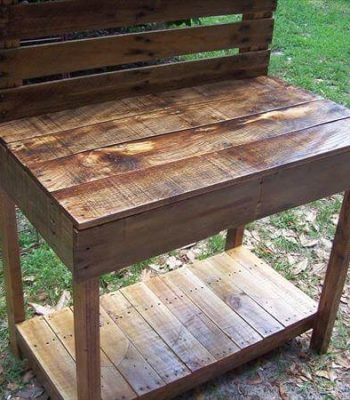 repurposed pallet potting bench