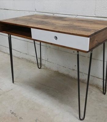 reclaimed pallet desk with drawer and metal legs