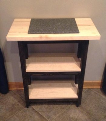 reclaimed p[pallet rolling kitchen island and side table