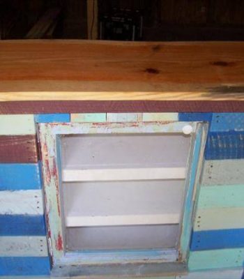 reclaimed pallet wood distressed cabinet