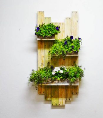 repurposed pallet hanging planter shelf