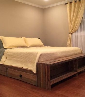 wooden pallet bed with drawers
