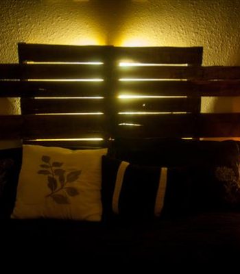 upcycled pallet bedroom backlit