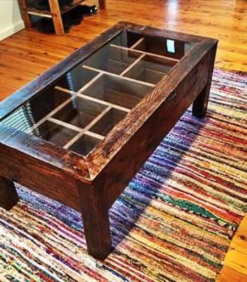 recycled pallet sleek coffee table with glass top