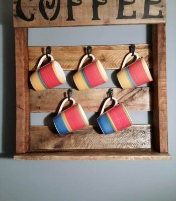 recycled pallet coffee mug rack