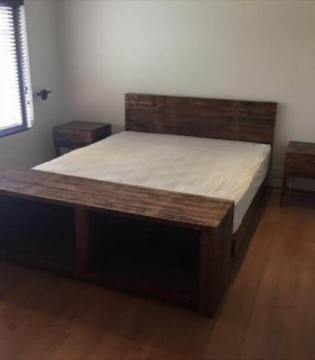 recycled pallet bed with shoes rack