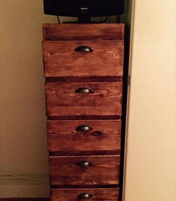 repurposed pallet high top chest of drawers