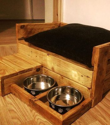 pallet pet with with attached bowls